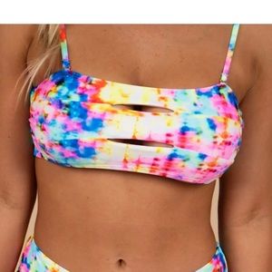 Blushing brunette swim top medium tie dyed